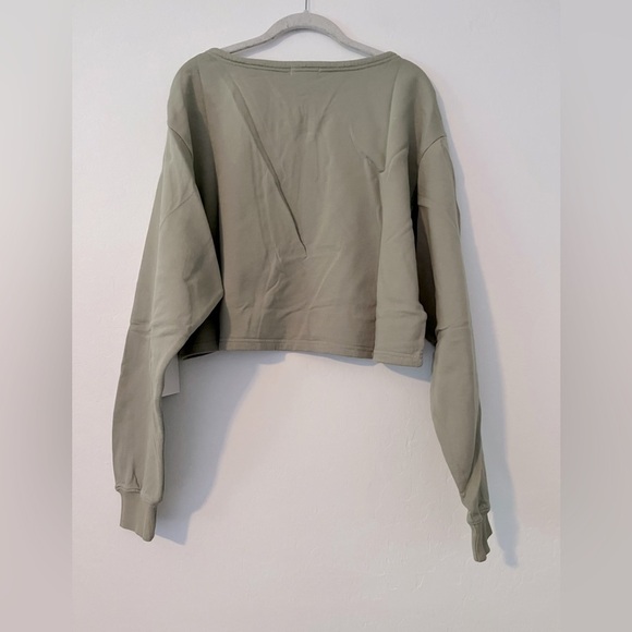 Good American Collarless Half Zip Crop Sweatshirt - Picture 3 of 7